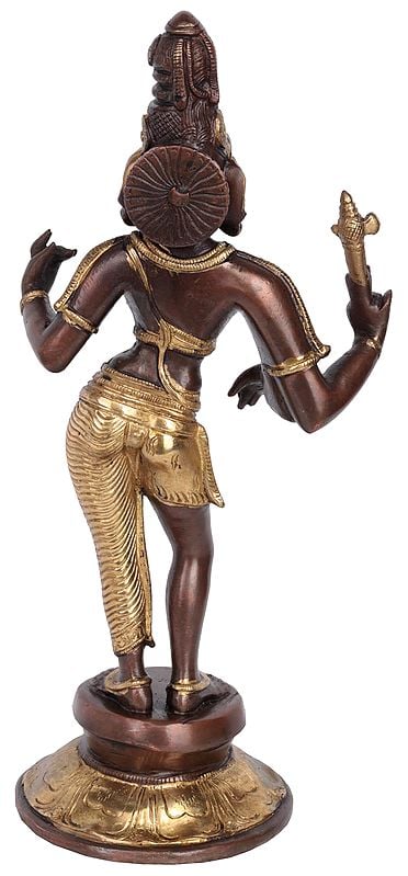 Exotic India 11" Ardhanarishvara Brass Sculpture | Handmade Idol | Made In India 