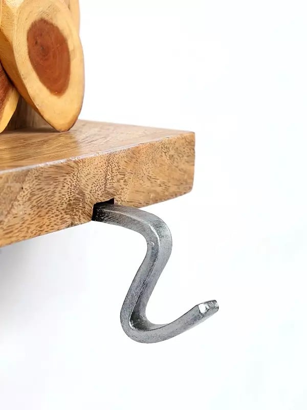 Exotic India 11" Designer Christmas Tree Stocking Holder | Wood And Iron 