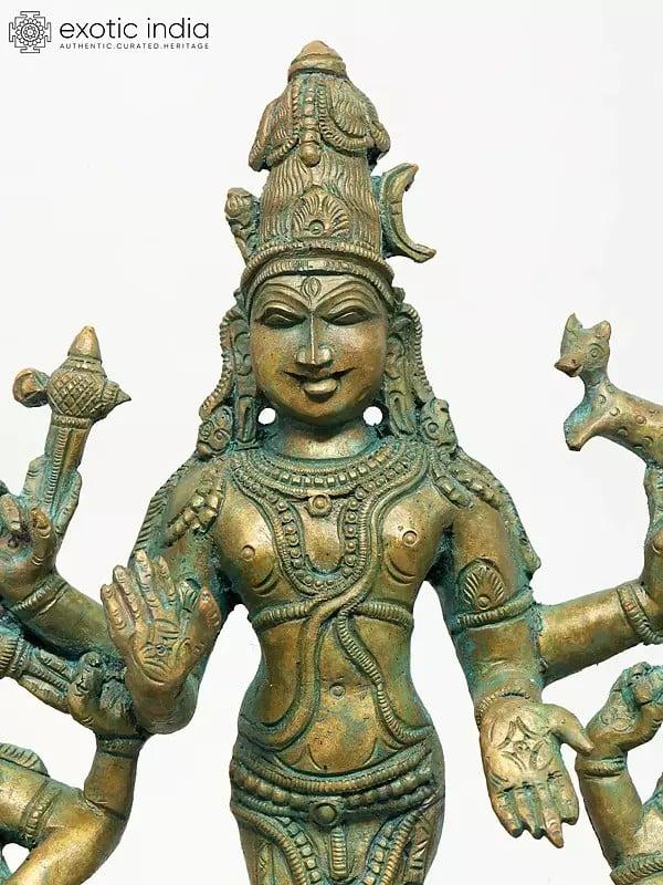 Exotic India 11" Ekapadamurthi - Divine Form Of Lord Shiva With Lord Brahma And Lord Vishnu | Madhuchista Vidhana (Lost-Wax) | Panchaloha Bronze From Swamimalai 