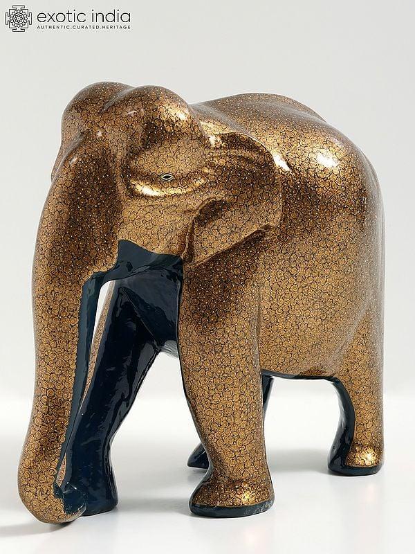 Exotic India 11" Hand Painted Papier Mache Elephant Figurine | From Kashmir | Home Decor