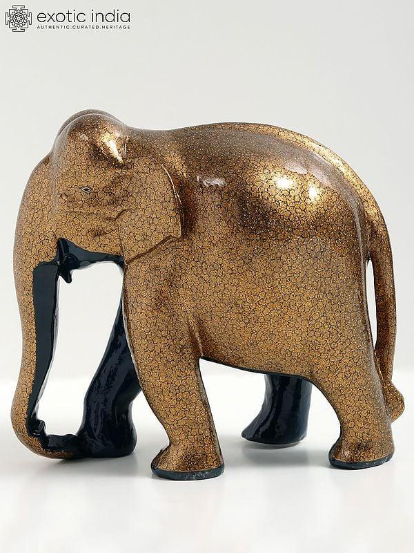 Exotic India 11" Hand Painted Papier Mache Elephant Figurine | From Kashmir | Home Decor
