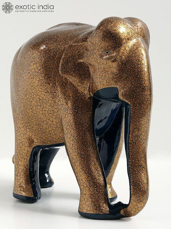exotic india 11" Hand Painted Papier Mache Elephant Figurine | From Kashmir | Home Decor 
