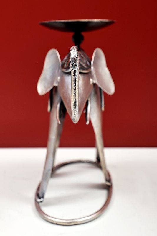 Exotic India 11" Handmade Decorative Elephant Candle Holder 