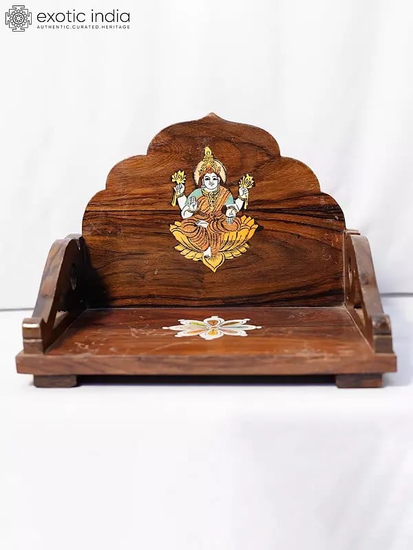 exotic india 11" Lakshmi Design Mandasana For Home | Handmade Rosewood Home Decor Item 