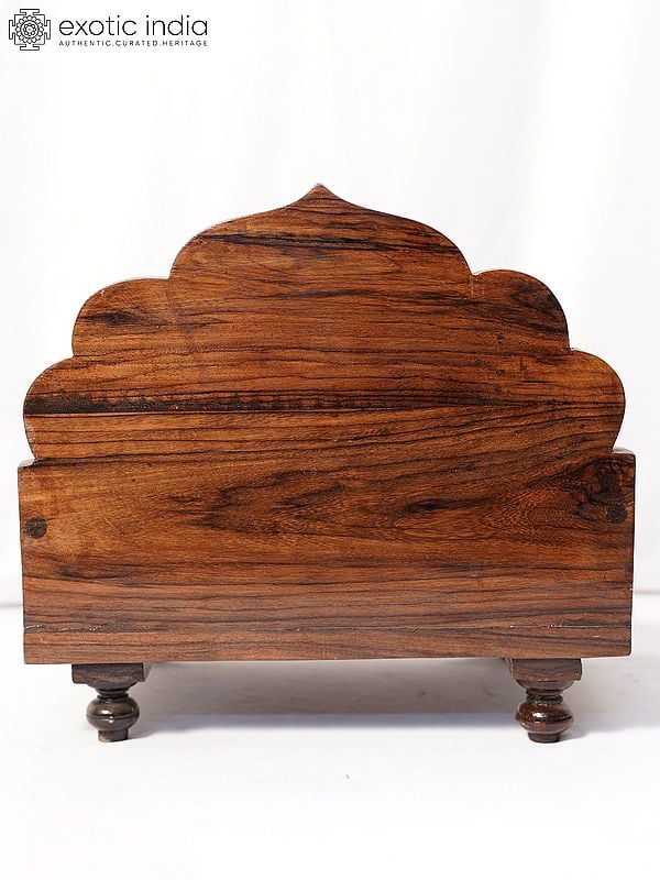Exotic India 11" Mandasana With Lakshmi Design For Home | Handmade Rosewood Home Decor Item 