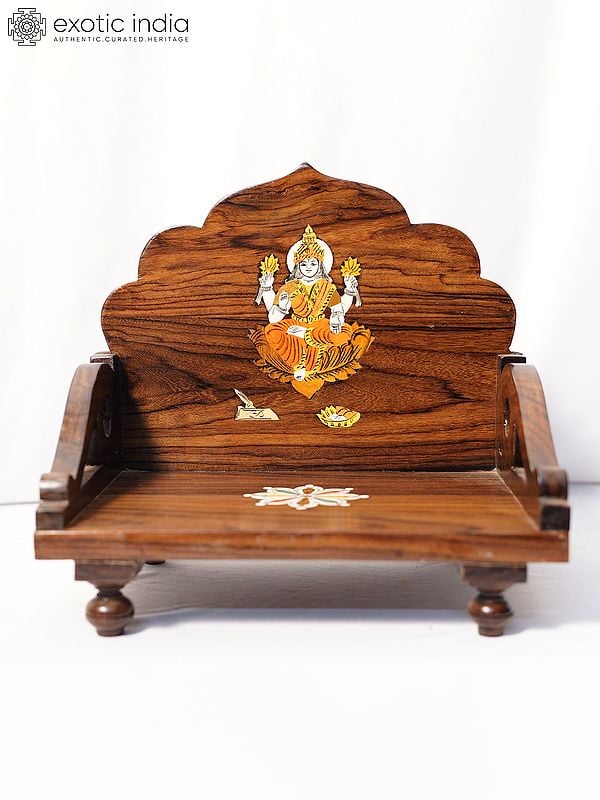 exotic india 11" Mandasana With Lakshmi Design For Home | Handmade Rosewood Home Decor Item 
