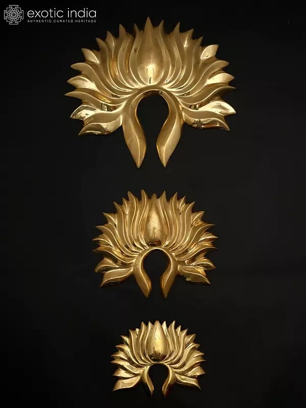 exotic india 11" Set of Three Lotuses Wall Decor | Home Decor 