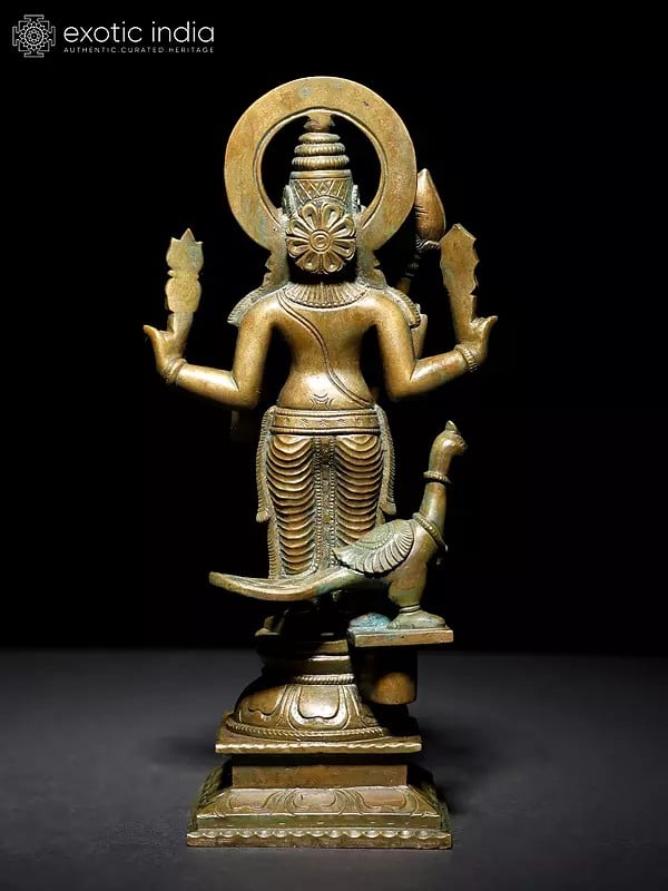 Exotic India 11 " Standing Lord Kartikeya In Blessing Gesture | Murugan Bronze Statue 