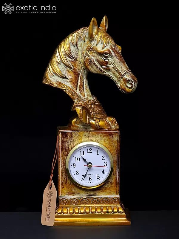 exotic india 11" Stylized Horse Design Clock | Table Decor 