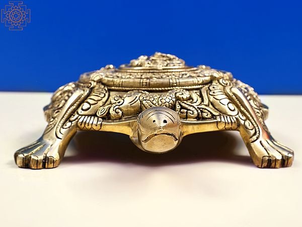 Exotic India 11" Vastu Tortoise With Ganesha On Top | Handmade 