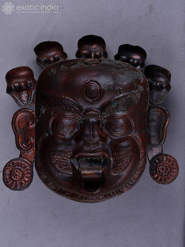 Exotic India 12" Bhairava Mask In Copper Wall Hanging | Handmade 