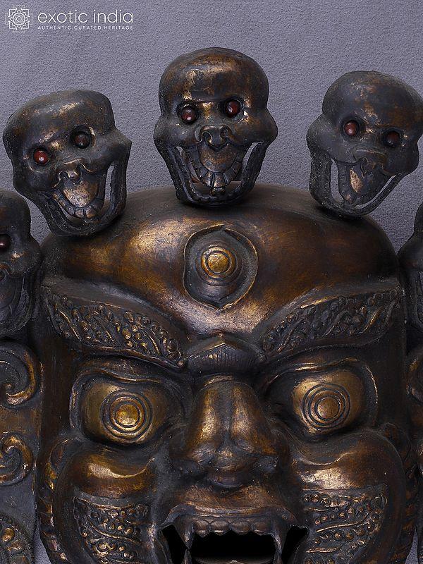 Exotic India 12" Bhairava Mask In Copper Wall Hanging | Handmade 