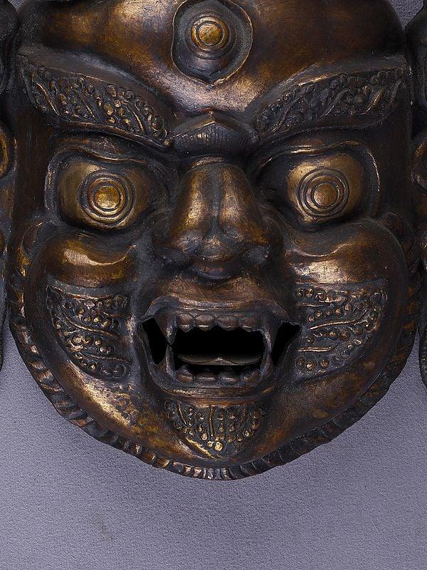 Exotic India 12" Bhairava Mask In Copper Wall Hanging | Handmade 