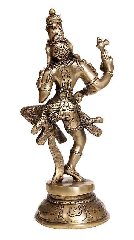 Exotic India 12" Dancing Ardhanarishvara Brass Sculpture | Shiva Shakti Statue 