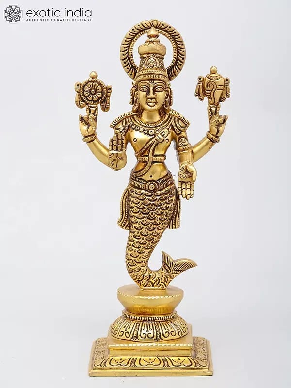 Exotic India 12" Dashavatara Of Lord Vishnu | Set Of Ten | Brass Statues 