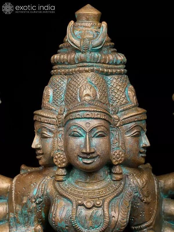 Exotic India 12" Five Headed And Ten Armed Goddess Gayatri | Madhuchista Vidhana (Lost-Wax) | Panchaloha Bronze From Swamimalai 