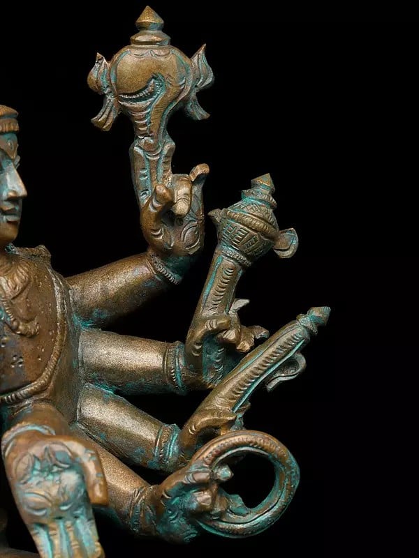 Exotic India 12" Five Headed And Ten Armed Goddess Gayatri | Madhuchista Vidhana (Lost-Wax) | Panchaloha Bronze From Swamimalai 