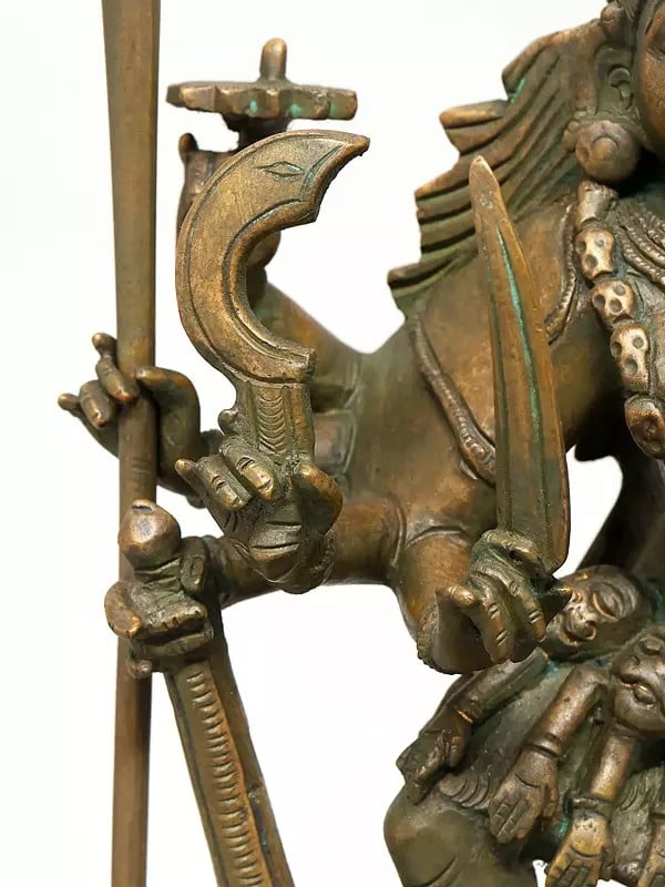 Exotic India 12" Goddess Kali Standing On Lord Shiva | Madhuchista Vidhana (Lost-Wax) | Panchaloha Bronze From Swamimalai 