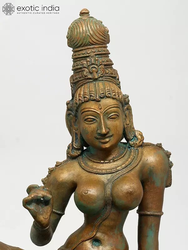 Exotic India 12" Goddess Uma (Bhoga Shakti) | Madhuchista Vidhana (Lost-Wax) | Panchaloha Bronze From Swamimalai 