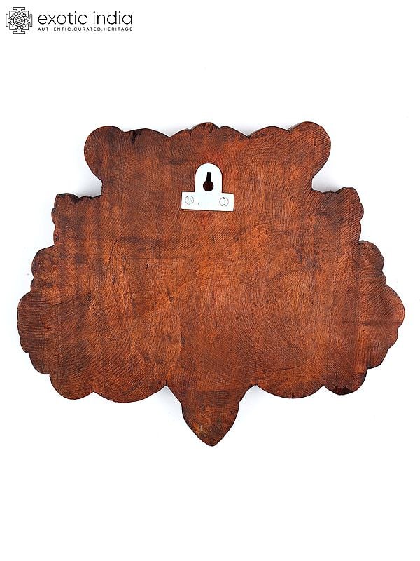 Exotic India 12" Kirtimukha Wall Hanging Statue | Wood Carving 