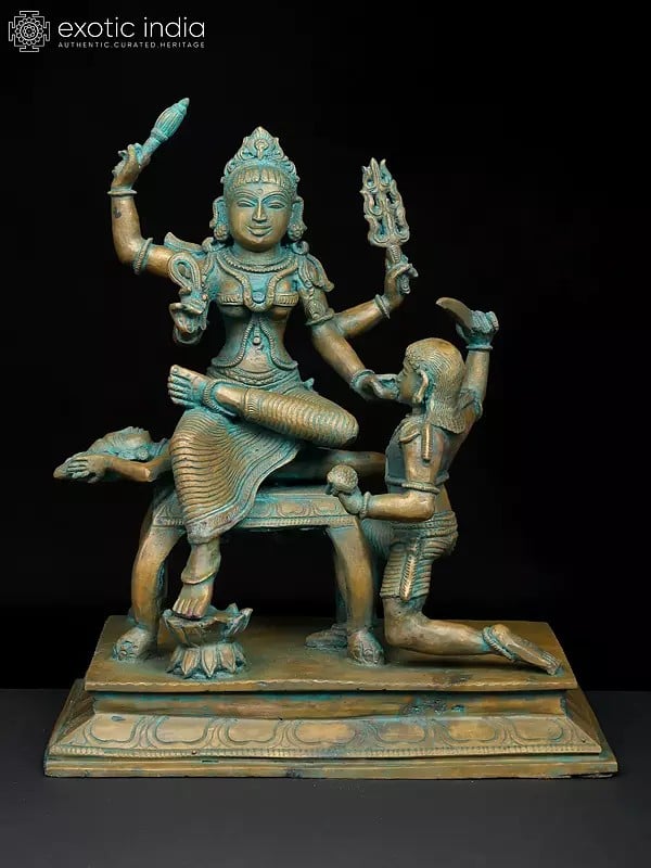 exotic india 12" Mahavidya Goddess Baglamukhi | Madhuchista Vidhana (Lost-Wax) | Panchaloha Bronze from Swamimalai 