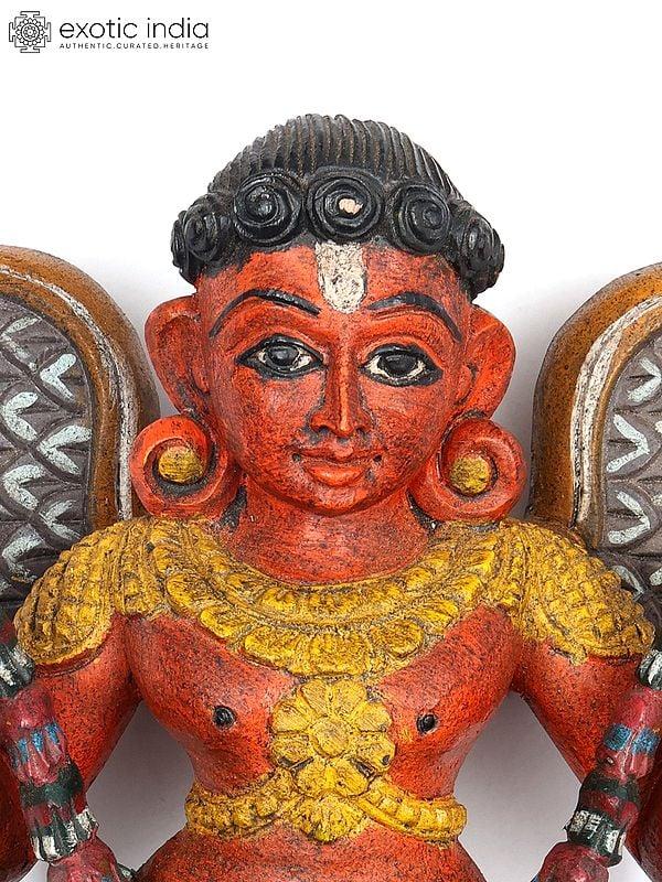 Exotic India 12" Pair Of Wall Hanging Gandharvas | Wood Carving 