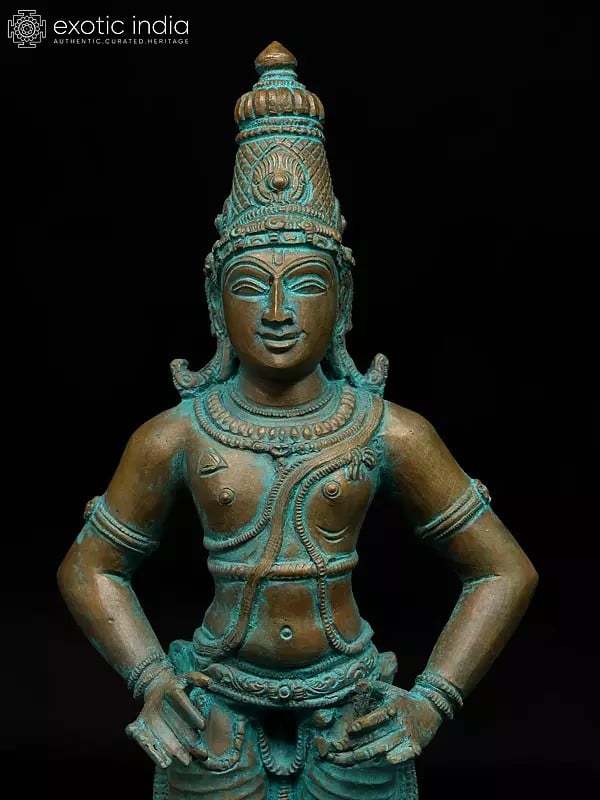 Exotic India 12" Standing Lord Vitthal (Panduranga) With Rukmini | Madhuchista Vidhana (Lost-Wax) | Panchaloha Bronze From Swamimalai 