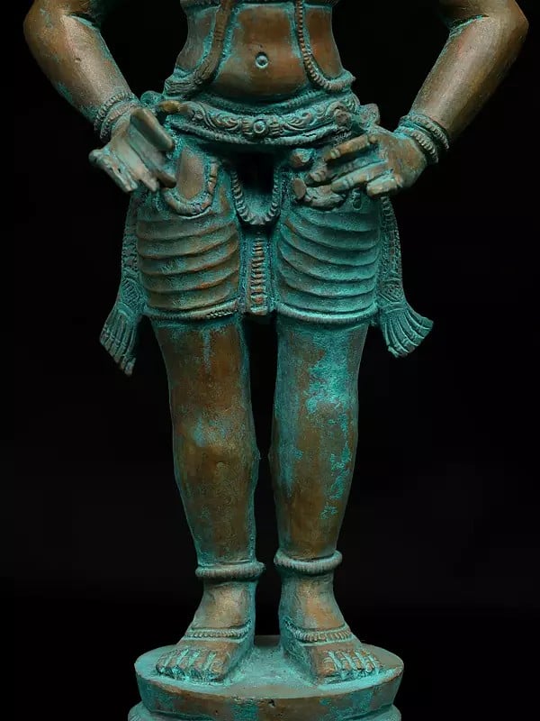 Exotic India 12" Standing Lord Vitthal (Panduranga) With Rukmini | Madhuchista Vidhana (Lost-Wax) | Panchaloha Bronze From Swamimalai 