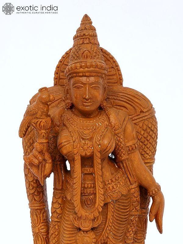 Exotic India 12" Superfine Goddess Andal | Teakwood Statue 