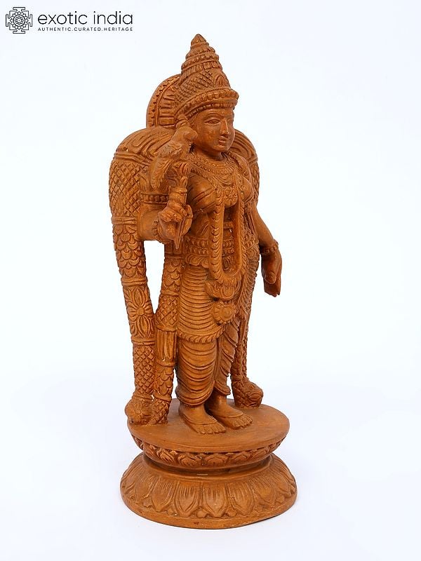 Exotic India 12" Superfine Goddess Andal | Teakwood Statue 