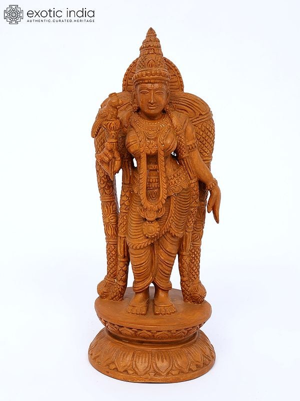 exotic india 12" Superfine Goddess Andal | Teakwood Statue 