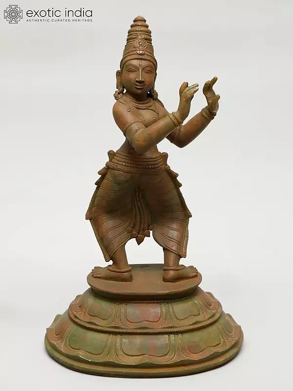Exotic India 12" Vrishabakkrittam (Dancing Shiva Tandava- Pose No 104) | Panchaloha Bronze Statue Made According To Shilpa Shastra 