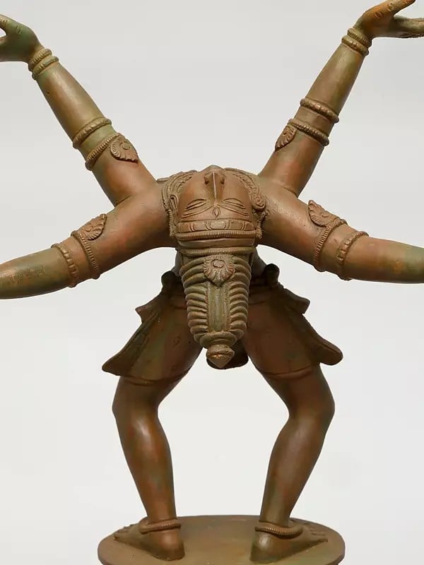 Exotic India 12" Vrishabakkrittam (Dancing Shiva Tandava- Pose No 104) | Panchaloha Bronze Statue Made According To Shilpa Shastra 
