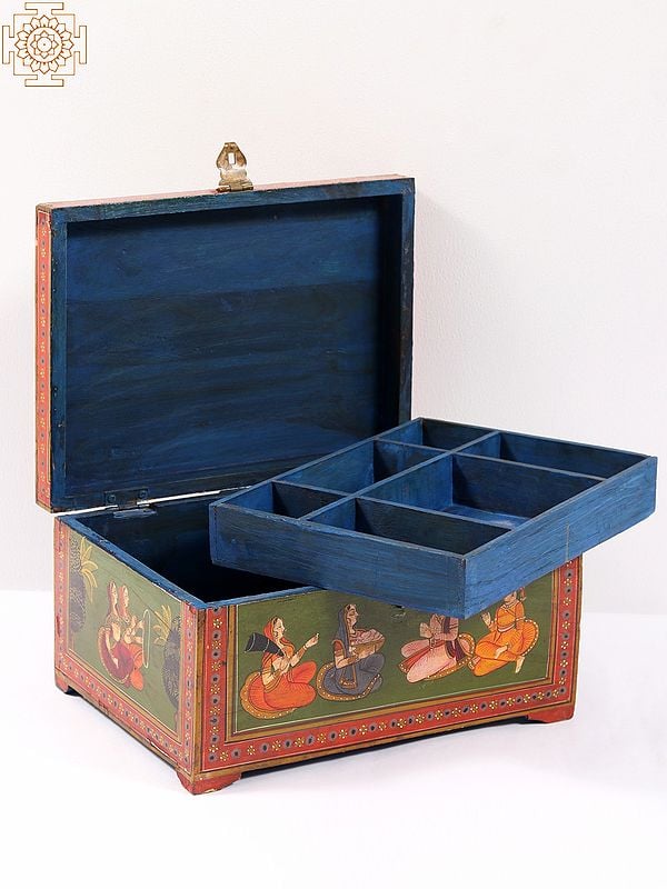 Exotic India 12" Wooden Handpainted Vintage Storage Box
