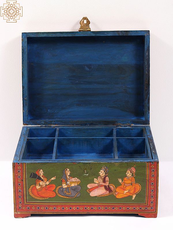 Exotic India 12" Wooden Handpainted Vintage Storage Box