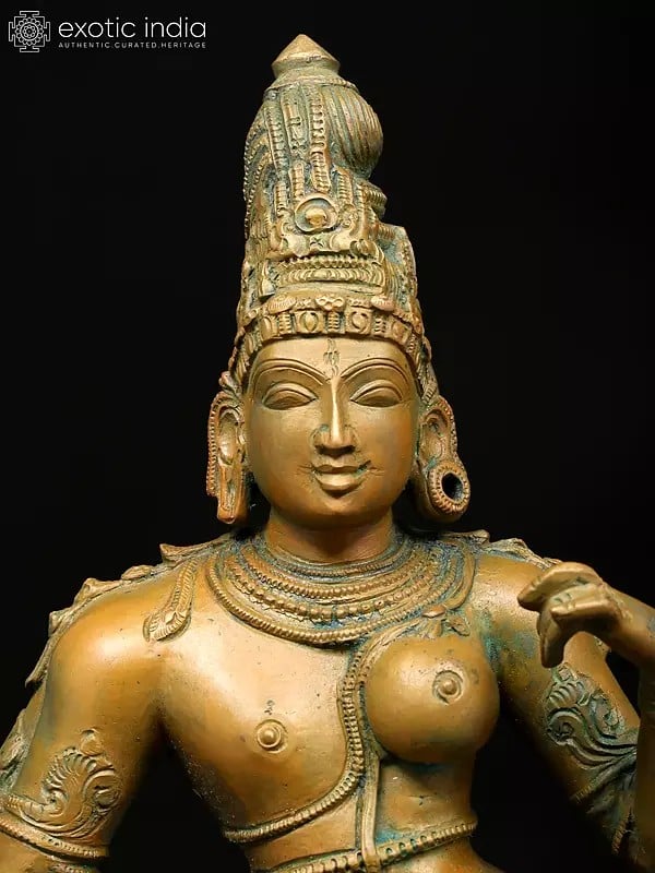 Exotic India 13" Ardhanarishvara (Shiva-Shakti) | Madhuchista Vidhana (Lost-Wax) | Panchaloha Bronze From Swamimalai 