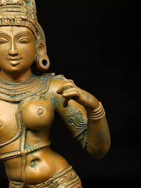 Exotic India 13" Ardhanarishvara (Shiva-Shakti) | Madhuchista Vidhana (Lost-Wax) | Panchaloha Bronze From Swamimalai 