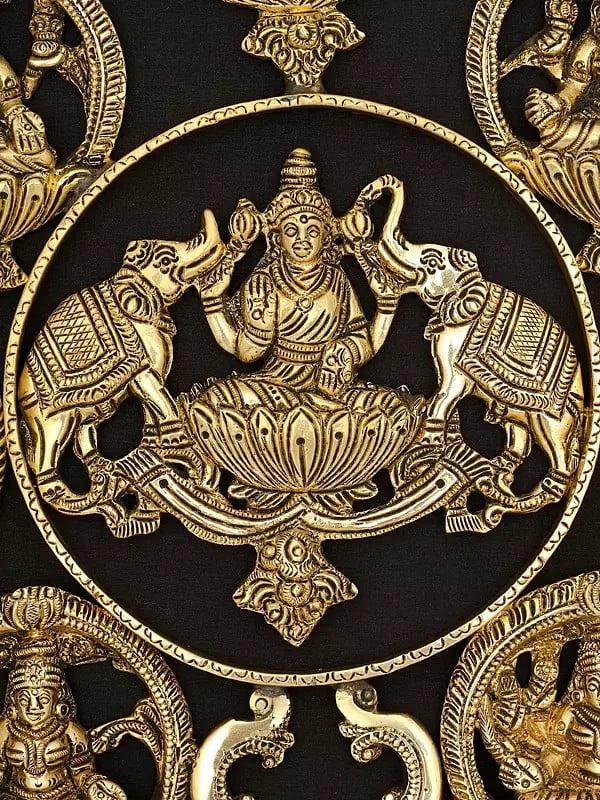 Exotic India 13" Ashtalakshmi Wall Hanging Statue In Brass | Made In India | Handmade 