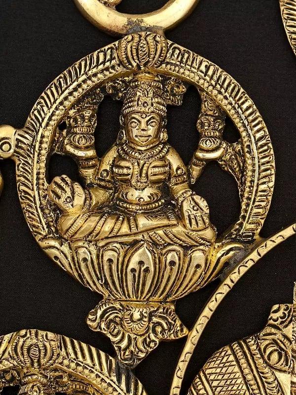 Exotic India 13" Ashtalakshmi Wall Hanging Statue In Brass | Made In India | Handmade 