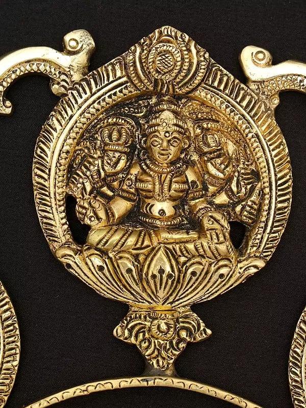 Exotic India 13" Ashtalakshmi Wall Hanging Statue In Brass | Made In India | Handmade 
