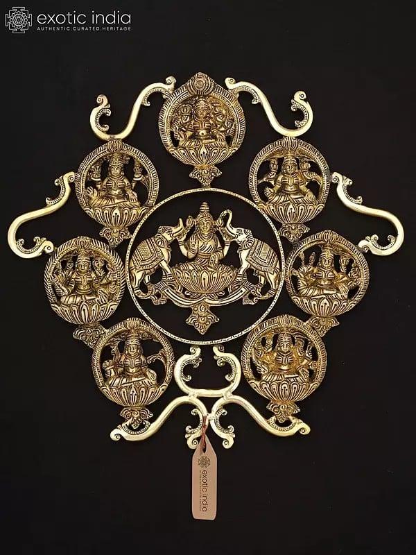 exotic india 13" Ashtalakshmi Wall Hanging Statue in Brass | Made In India | Handmade 