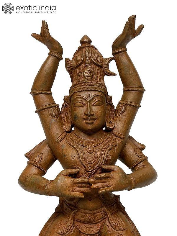 Exotic India 13" Dancing Lord Shiva With Devi Parvati | Set Of 2 | Bronze Statues 