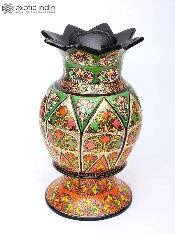 Exotic India 13" Papier Mache Flower Vase | Home Decor 