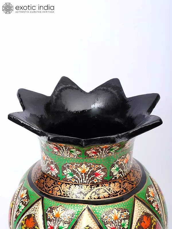 Exotic India 13" Papier Mache Flower Vase | Home Decor 