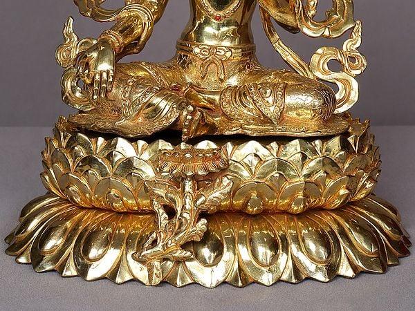 Exotic India 13" Seated Goddess Green Tara Statue From Nepal 