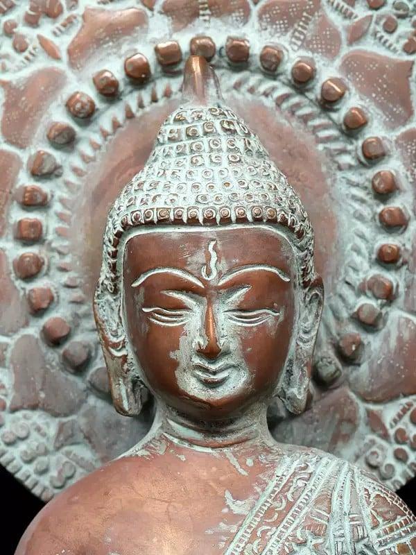 Exotic India 13" Shakyamuni Buddha In Abhaya Mudra | Brass Statue 