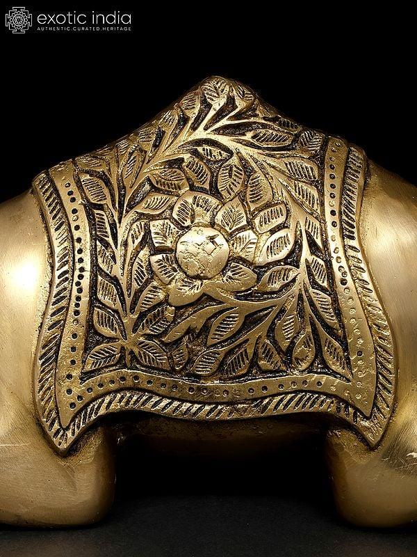 Exotic India 13" Sitting Camel | Decorative Brass Statue | Table Decor