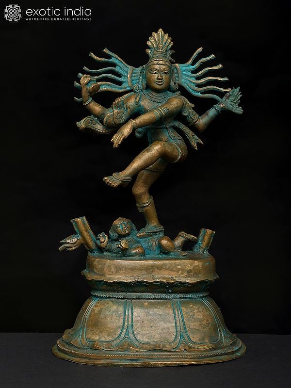 exotic india 13'' Thiruvalangadu Nataraja Panchaloha Bronze Statue from Swamimalai | Madhuchista Vidhana (Lost-Wax) 