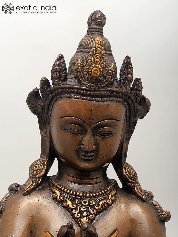 Exotic India 13" Tibetan Buddhsit Deity Vajradhara | Brass Statue 