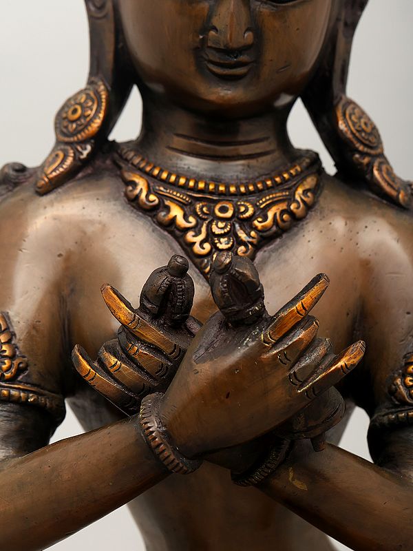 Exotic India 13" Tibetan Buddhsit Deity Vajradhara | Brass Statue 